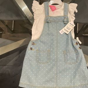 Toddler girls denim skirt overall set